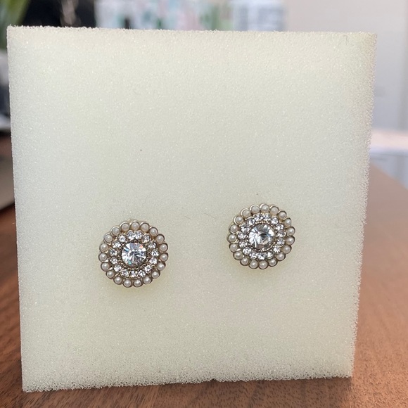 Circular Crystal Studd Earrings - Picture 5 of 5